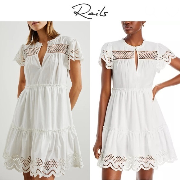 Rails White Lace Trim Dress
